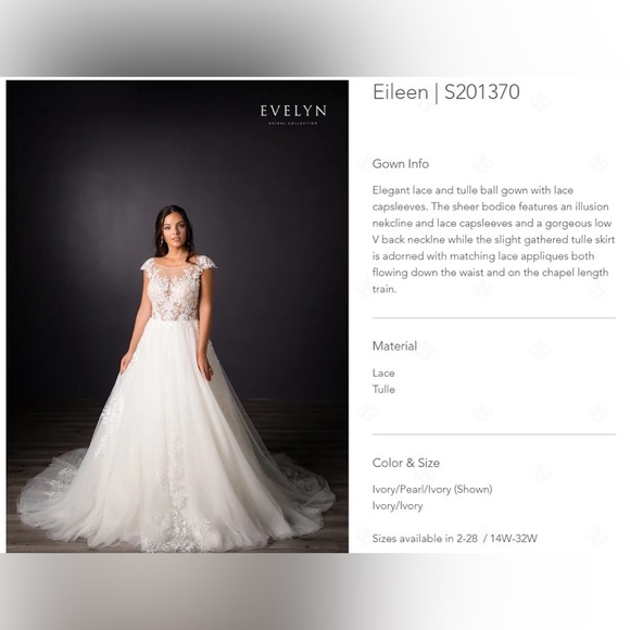 Size 8 (L) EVELYN BRIDAL Pearl embroidery sequin lace mesh wedding dress - Picture 7 of 9
